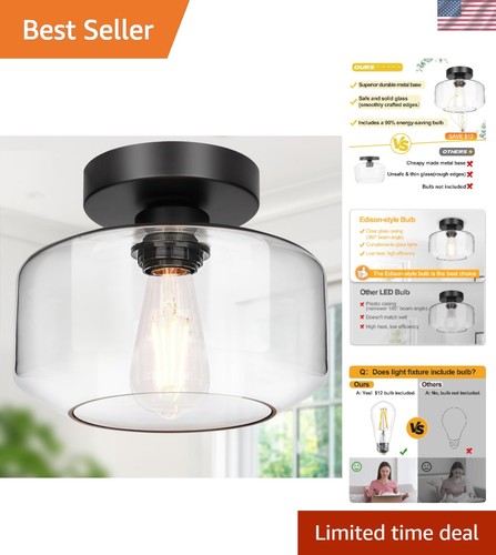 Industrial Semi Flush Mount Ceiling Light Glass Shade 800 Lumens - Bild 1 von 11