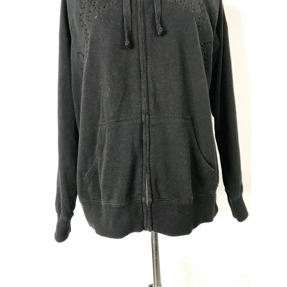 Torrid Sweatshirt Womens Large 0 Black Hoodie Full Zip Eyelets Pockets Casual - Image 4 of 4