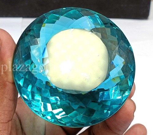 Piedra suelta natural 1003,80 quilates turmalina azul cielo corte redondo certificado EGL 5 ARB - Imagen 2 de 11