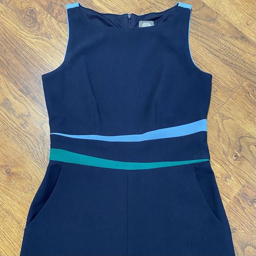 Vince Camuto Crepe Colorblock Jumpsuit Sz 2 Navy Blue Sleeveless Wide Leg - Picture 4 of 11