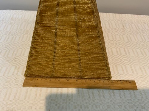 Glasperlen Lampenschirm handgefertigt gold gelb quadratisch 10" - Bild 7 von 7