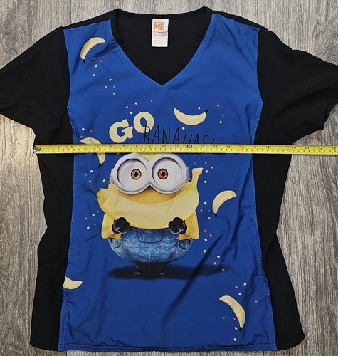 Despicable Me Go Bananas Large Minion Graphic Print Scrubs Top Women's Size Med - Picture 7 of 7