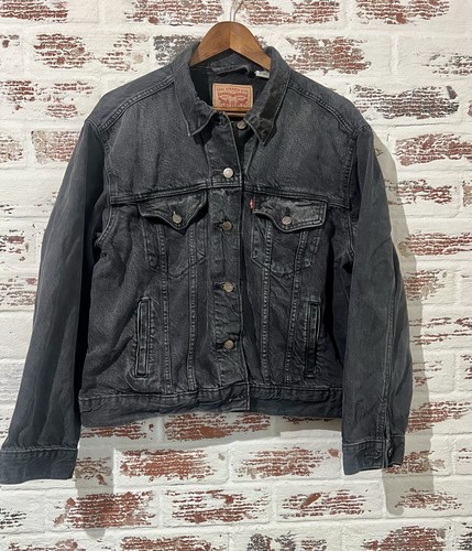 Levis Trucker Jacke Herren Jeansjacke mit Knöpfen Levis Farbe schwarz dunkelgrau Gr. XL - Bild 1 von 9
