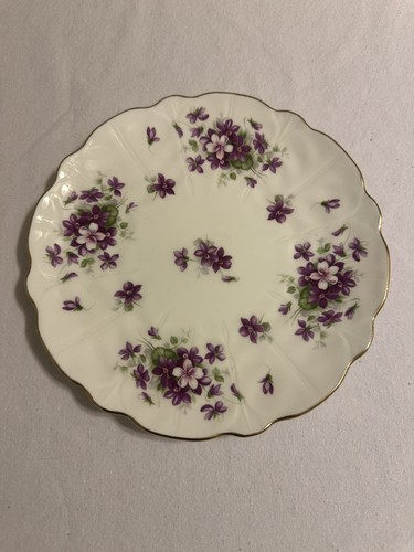 Aynsley "Violette" Violett Beilagenteller Jakobsmuschel Goldrand 8 Zoll Vintage England