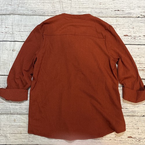 Ava & Grace Top Women’s 1/2 Button Up Roll Tab Sleeve Blouse Rust Size XL - Picture 10 of 10