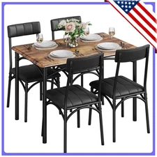 1+4 Padded Dining Set Desk and Table with 4 Upholstered Chairs Vintage Colour