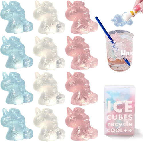 BPA Free Colorful Unicorn Plastic Ice Cubes, 12Pcs Non Melting Refreezable Ice C - Picture 9 of 12