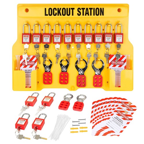 Lockout Tagout Station with Loto Devices Lock Out Tag Out Kit Board Include 1...