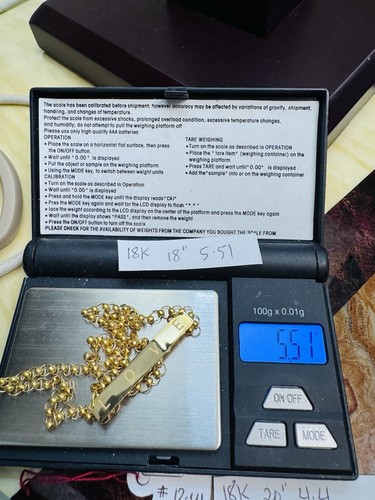 18K 750 Real Genuine Gold Love Name Plate Set Necklace 18” long 5.51g - Picture 19 of 24