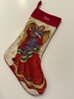 VINTAGE WOOL NEEDLEPOINT XMAS STOCKING HAND MADE ANGEL CHOIR PERSONALIZED LISA
