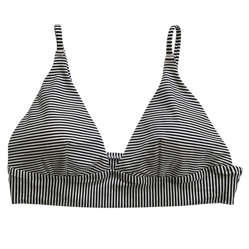 AERIE Longline Triangle Bikini Top Black & White Classic Striped Women’s XXL - Picture 8 of 8