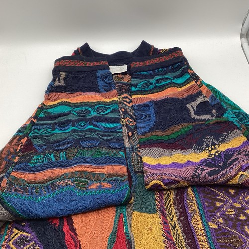 Coogi Pullover 1990er Herren 3D Strick große Knopfleiste mehrfarbig Made in Australia - Bild 24 von 24