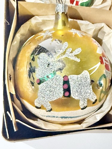 Santa Land Jumbo Weihnachtsschmuck 4er Box Polen groß Glas Glimmer groß Vintage - Bild 2 von 22