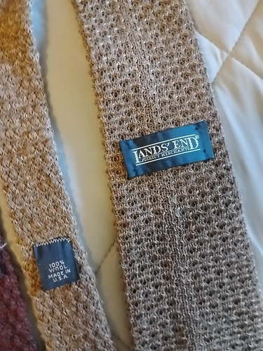 Vintage Lands’ End Mohair Wolle Strick schmale Krawatte Set Made in USA marineblau burgunder braun - Bild 3 von 6