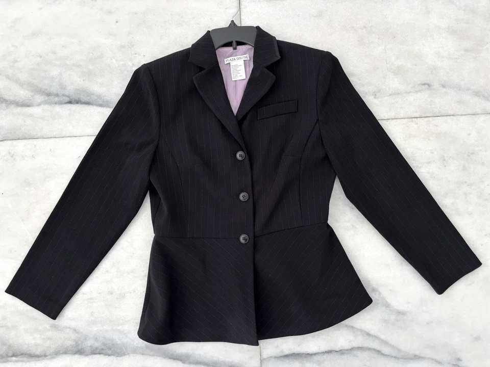 Blazer Vintage Plaza South Listra Preta Peplum Feminino 10 Escritório Corporativo - Imagem 3 de 4