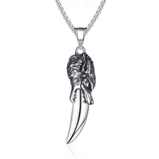 Wolf Teeth Pendant Necklace Lucky Gift Stainless Steel Men's With Chain For Men