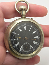Vintage Longines Pocket Watch 54mm case Black Dial works