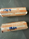 Two Rolls (80 coins) - 90% Silver 1964 Washington Quarters