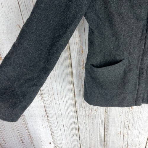 Hillard Hanson Full Zip Blazer Size 6 Gray Wool Blend Minimalist Academia Preppy - Picture 3 of 6