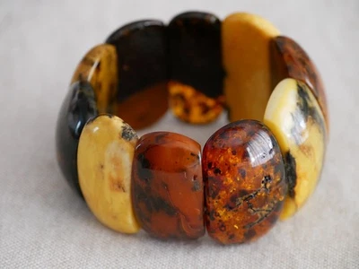 Bracelet en véritable ambre baltique T4 (16-17cm tour de poignet) - Photo 1/4