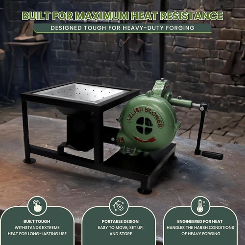 Blacksmith Forge Pedal Type Handle Hand Blower- for Knife Making, with BBQ Stand - Picture 6 of 9
