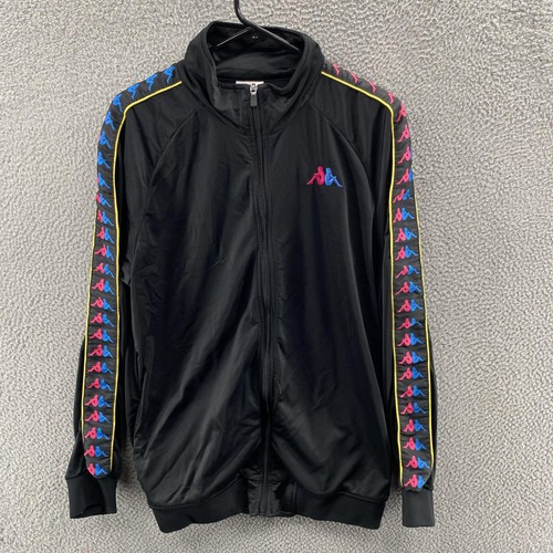 Kappa Trainingsjacke Herren 2XL schwarz Full Zip Logo Tape Seitenstreifen Retro Style