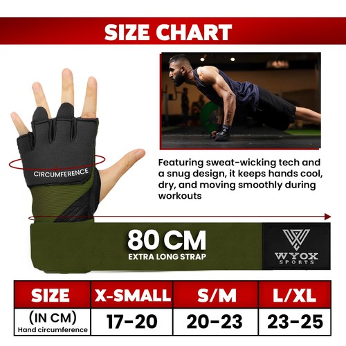 WYOX Gel Boxing Hand Wraps Inner Gloves for Men & Women 80cm Quick Wrist - Picture 5 of 6
