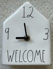 Rae Dunn Clock WELCOME White Ceramic House Magenta Artisan WORKS!
