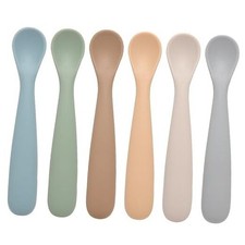 Baby Spoons, 6 Pack First Stage Silicone Feeding Spoons, Soft Tip Feeding Brown
