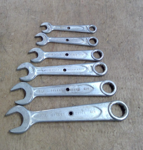 VINTAGE INDESTRO #900-6A STACKABLE WRENCH SET 3/8-7/8 SELECT STEEL MADE IN USA - Picture 9 of 14
