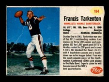 1962 Post #184 Fran Tarkenton   G/VG X3192734