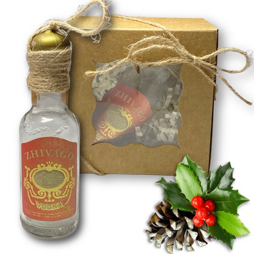 Bouteille miniature en verre vintage artisanale ZHIVAGO VODKA ornement unique - Photo 1/7
