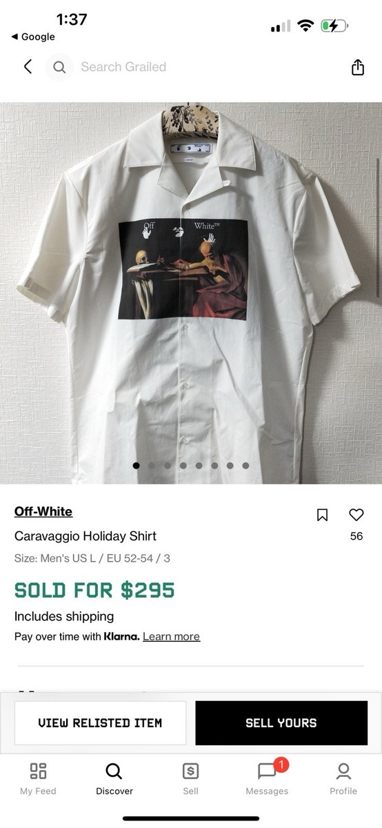 トップス Off-White CARAVAGGIO HOLIDAY Shirt White OFF-WHITE/21SS CARAVAGGIO HOLIDAY SS SHIRT/Short sleeve