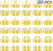 TUPARKA 30 Pcs Paper Crown Golden King Crowns Gold Foil Party Crown Hat Cap for
