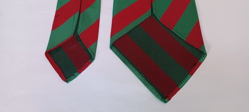 MENS VINTAGE 1950S TOOTAL GREEN QUALITY RED STRIPED TIE REVIVALIST/REENACTMENT - Picture 10 of 16