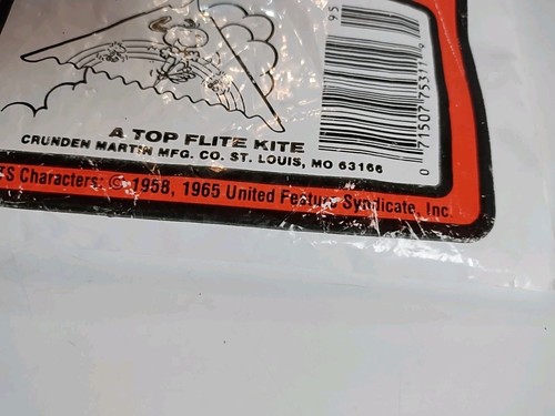 1965 PEANUTS 50" Snoopy Kite Snoopy Dancing On A Rainbow w Woodstock Vintage NEW - Picture 7 of 7