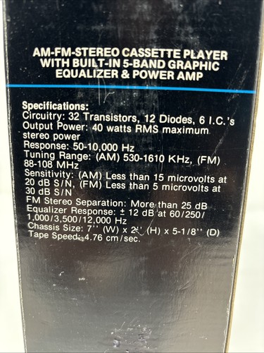 VINTAGE Audiovox AVX 685 AM/FM Radio Cassette Player BRAND NEW (NOS) B8 - Bild 7 von 12