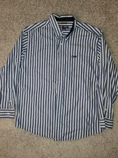 CHAPS Long Sleeve Blue Black Striped Dress Shirt Men's Size XL