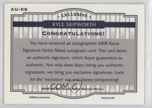 2008 Razor Signature Series Metal Gold Prismatic /3 Kyle Skipworth #AU-KS Auto - Picture 2 of 3