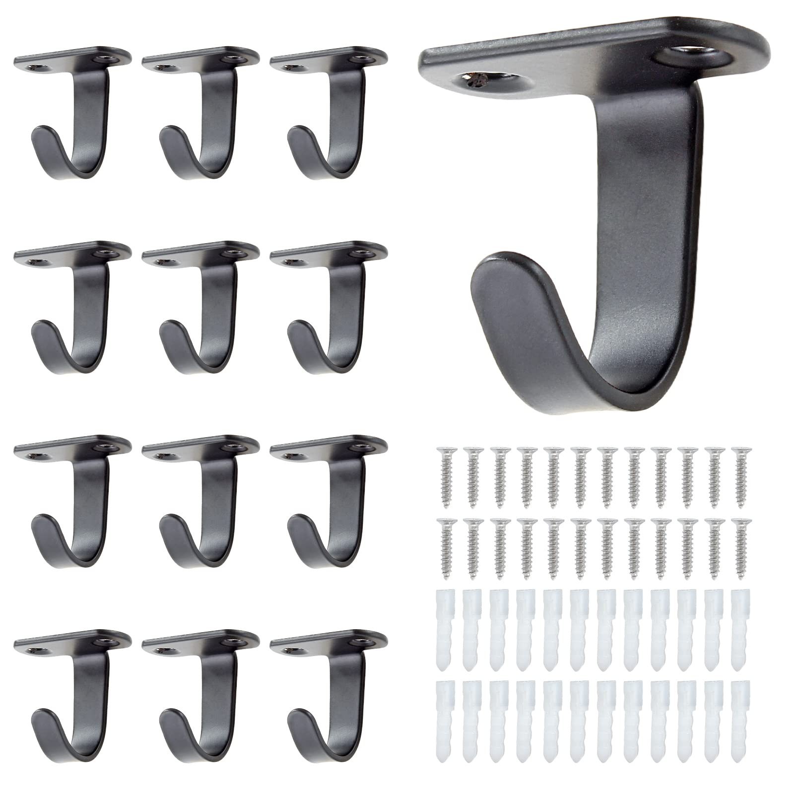 12PCS Stainless Steel Under-Shelf Coat Hook with Screws Moun