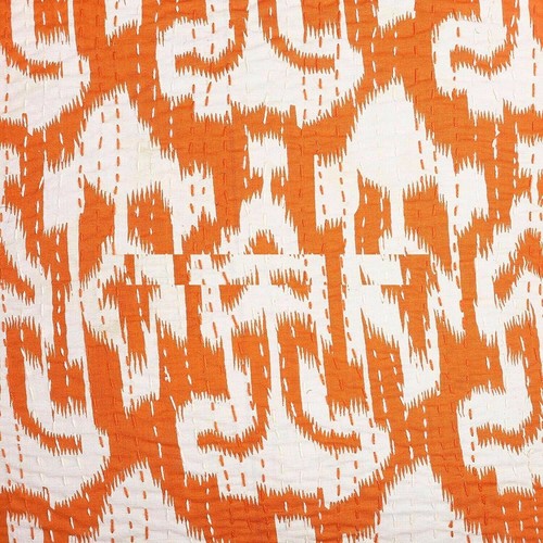Traditional Handmade Cotton Kantha Work Embroidery Ikat Cushion Covers 16Inc 2Pc - Picture 4 of 7