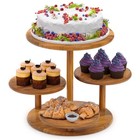 4 Tier Round Cupcake Tower Stand for 50 Cupcakes,Wood Cake Stand with Tiered ...