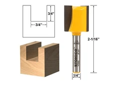 3/4" Diameter X 3/4" Height Straight Router Bit - 1/4" Shank - Yonico 14955q
