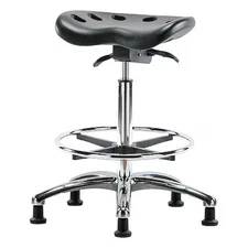 Tractor Stool, Polyurethane, Black, 23 In To 33 1/2 In Seat Height,