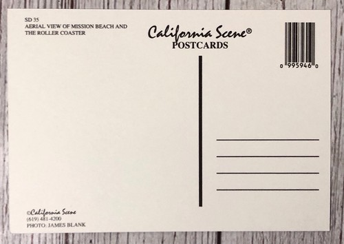 Aerial View Mission Beach & Roller Coaster Ocean San Diego CA Postcard - Picture 4 of 4