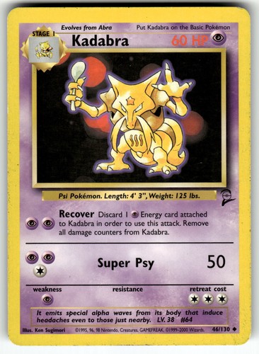 Kadabra 046/130 Base Set 2 MP Pokemon Card TCG - Picture 1 of 2