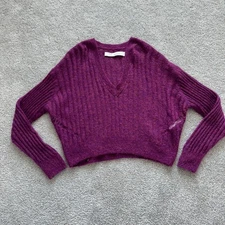 IRO Paris Wall Sweater Womens XS Purple V-Neck Relaxed Shimmer Wool Mohair