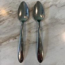 Vintage Stainless Flatware 2 Grapefruit Spoons Atomic Starburst MCM