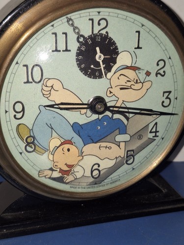 Rare Popeye Novelty Clock Working Automaton Sweet Pea Moving Head Made in U.S.A. - Picture 4 of 12