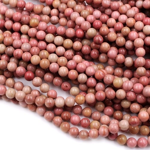 Natural Rhodonite AB Quality Gemstone 6 MM Round Smooth Beads Strand 15.5" - Picture 3 of 4